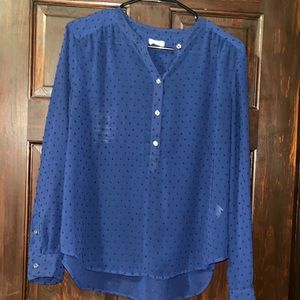 J Crew- navy blue, textured sheer top